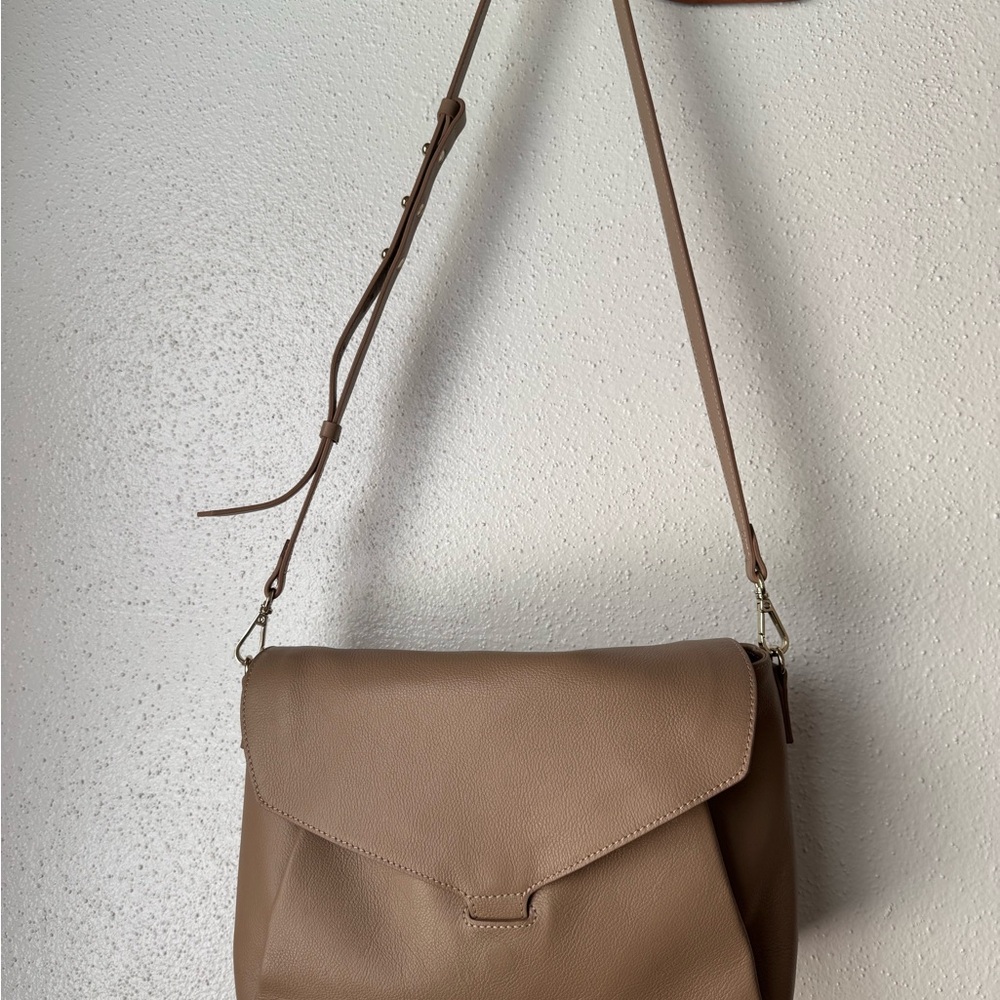 Mina Baie Tan Vegan Leather Shoulder Bag